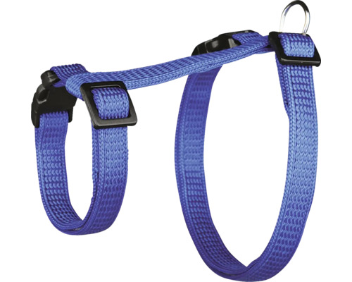 Modrý nylonový postroj pre psy s nastaviteľnými prackami