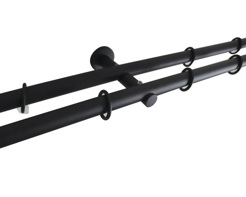 Dvojitá záclonová tyč s krúžkami na záclony