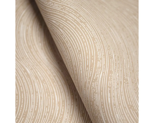 Tapeta s lineárnym vzorom v béžovej a bielej farbe