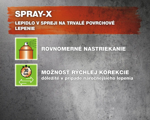 Vlastnosti lepidla v spreji Spray X