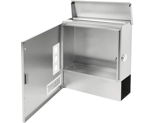 Otvorená nerezová poštová schránka s ochranou proti vybratiu