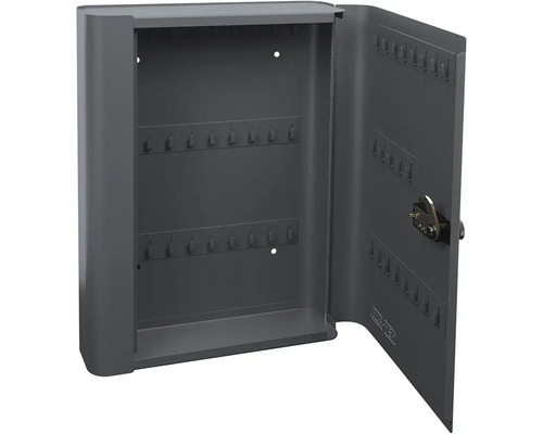 Otvorená oceľová skrinka na kľúče s háčikmi na uloženie kľúčov