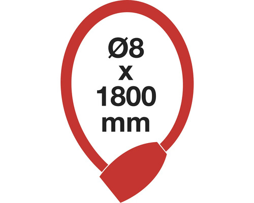 Symbol pre zámok na bicykel s priemerom 8 milimetrov krát 1800 milimetrov
