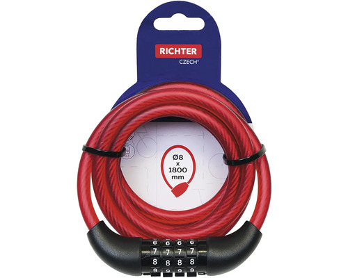 Richter CZECH lankový zámok na bicykel, priemer 8 mm, dĺžka 1800 mm