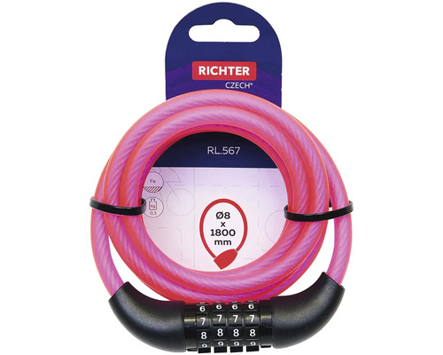 Richter Czech lanový zámok s číselným kódom, dĺžka 1800 mm