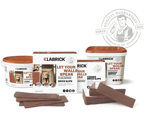Sada obkladových pásikov Elabrick s penetráciou, lepiacou maltou a rohovými obkladovými pásikmi