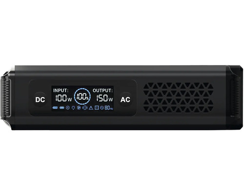 Čierny generátor prúdu s DC a AC pripojením, zobrazenie vstupu a výstupu