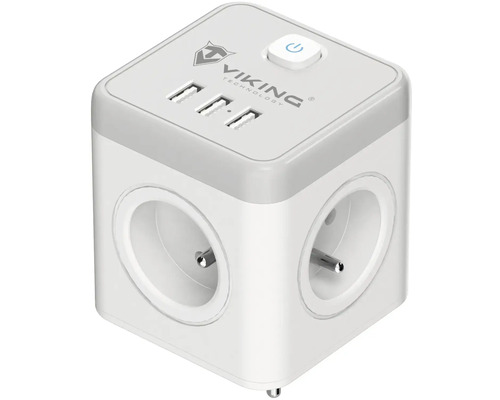 Napájacia kocka s tromi USB portami a vypínačom