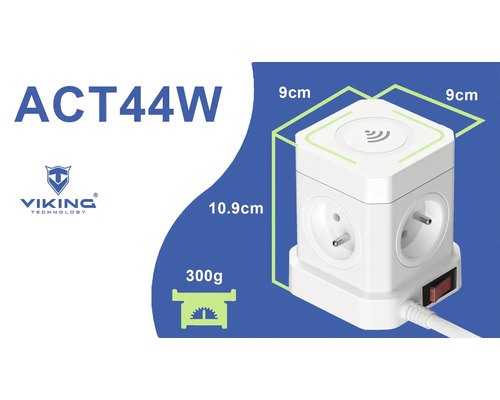 Zásuvková lišta v tvare kocky s rozmermi 9 x 9 x 10,9 centimetrov