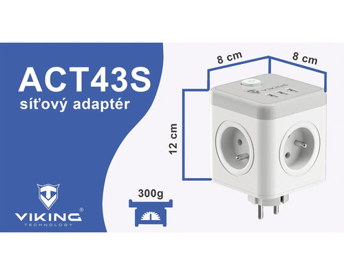 Kockový sieťový adaptér s niekoľkými zásuvkami a portami USB