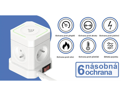 Kocková zásuvka s ochranou proti prepätiu, skratu, požiaru a detskou poistkou