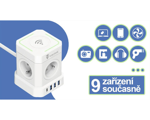 Napájacia lišta v tvare kocky s portami USB
