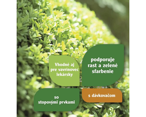 Vhodné aj pre vavrínovec, podporuje rast a zelené sfarbenie, so stopovými prvkami, s dávkovačom