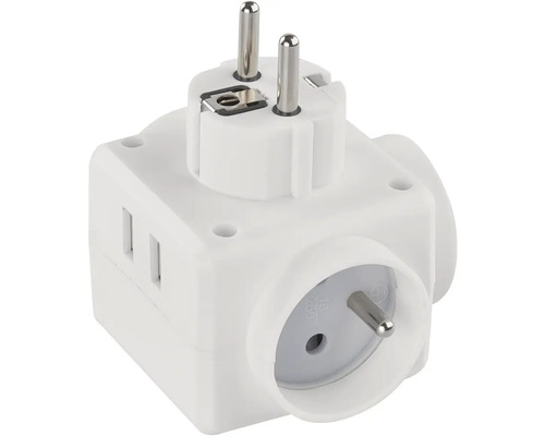 Adaptér zásuvky s ochranným kontaktom a USB portami