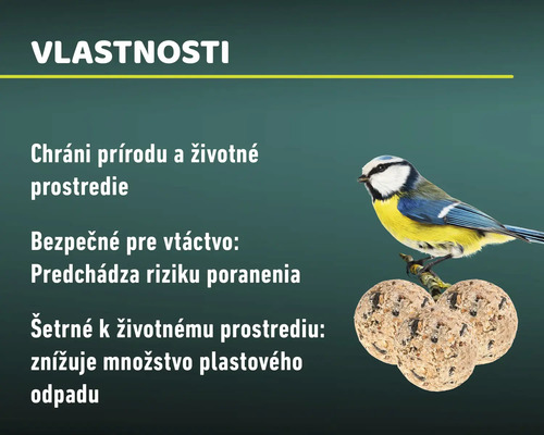 Vlastnosti: Chráni prírodu a životné prostredie, bezpečné pre vtáctvo, predchádza riziku poranenia, šetrné k životnému prostrediu, znižuje množstvo plastového odpadu