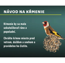 Návod na kŕmenie vtákov s textom a stehlíkom pestrým na guli na kŕmenie