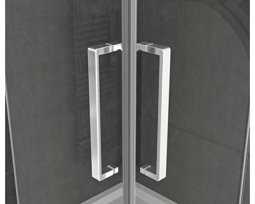 Madlo do kúpeľne form&style tvar U chróm Detail dverí sprchovacieho kúta s madlami