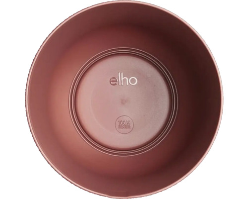 Logo Elho na podložke pod kvetináč s informáciou o 100 percentách recyklovaného materiálu