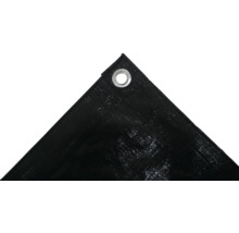 Detailný pohľad na čiernu plachtu s okami