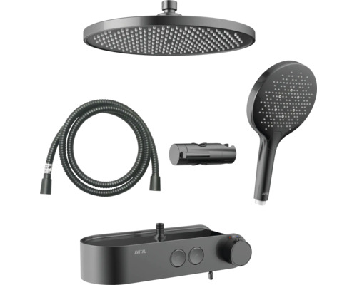 Sprchový systém Avital s hlavovou sprchou, ručnou sprchou a termostatom