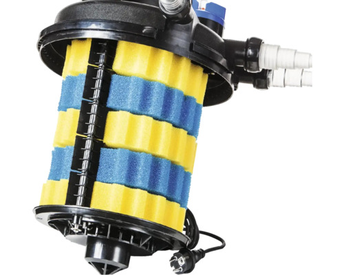 Jazierkový filter s filtračnými hubami na čistenie jazierkovej vody