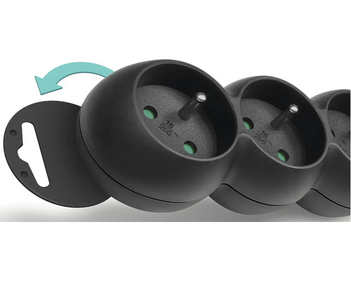 Predlžovacia zásuvka s otočným krytom pre montáž na stenu