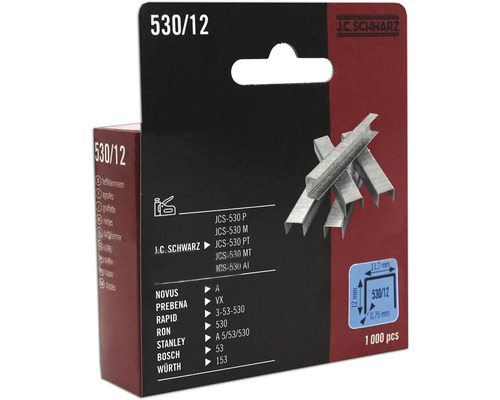 Sponky J.C. Schwarz typ 530/12, balenie 1000 kusov