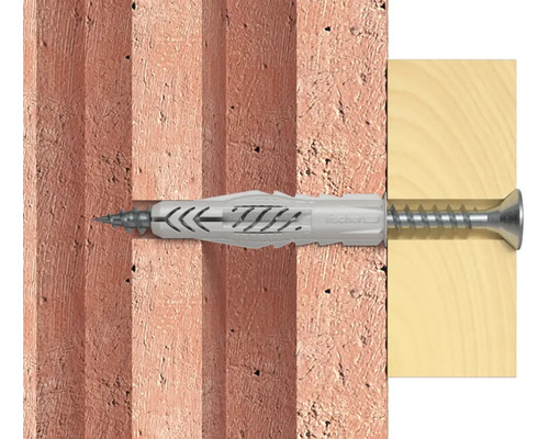 Hmoždinka Fischer so skrutkou do muriva a dreva
