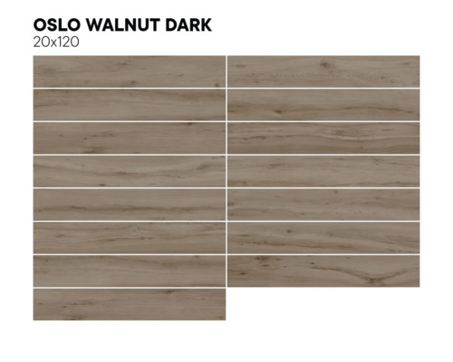 Dlaždice so vzhľadom dreva, Oslo Walnut Dark, 20x120 cm