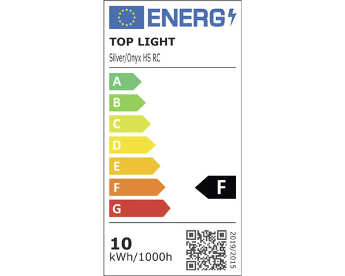 Energetický štítok pre TOP LIGHT Silver/Onyx HS RC s triedou energetickej účinnosti F.