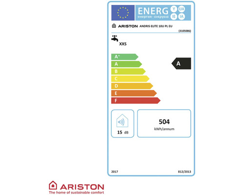 Energetický štítok pre ohrievač vody Ariston Andris Elite 10U PL EU