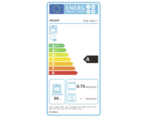 Štítok energetickej účinnosti Exquisit EHE 146-2.1 s triedou energetickej účinnosti A