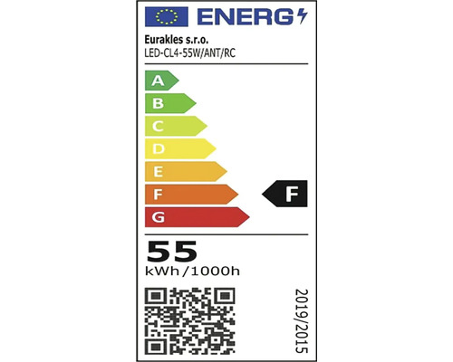 Energetický štítok LED-CL4-55W/ANT/RC od Eurakles s.r.o. s triedou energetickej účinnosti F