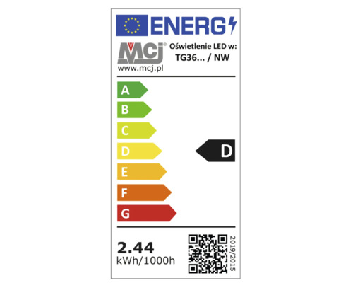 Energetický štítok pre svetelné zdroje s triedou energetickej účinnosti D