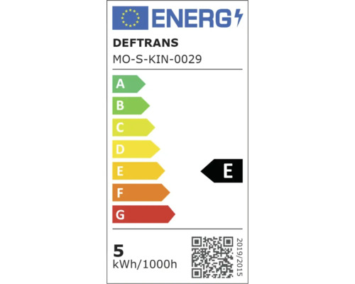 Energetický štítok pre svietidlá s triedou energetickej účinnosti E
