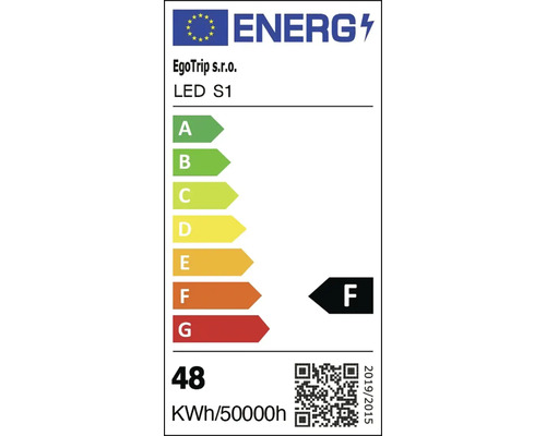 Energetický štítok pre EgoTrip s.r.o. LED S1 s triedou energetickej účinnosti F