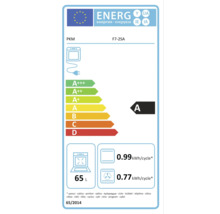 Energetický štítok pre rúru PKM F7-2SA s triedou energetickej účinnosti A a využiteľným objemom 65 litrov