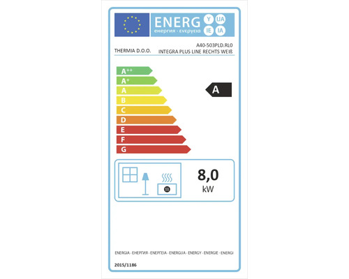 Energetický štítok s triedou energetickej účinnosti A a výkonom 8,0 kilowatt