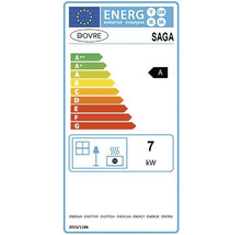 Energetický štítok Dovre Saga s triedou energetickej účinnosti A a vykurovacím výkonom 7 kilowatt