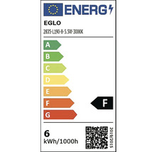 Európsky energetický štítok pre EGLO model 2835-L190-8-5.5 Watt-3000 Kelvin, energetická trieda F, 6 kilowatthodín na 1000 hodín.
