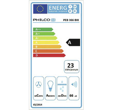 EU energetický štítok pre Philco PEB 366 BIX, energetická trieda A, 23 kilowatthodín za rok, 66 decibelov.