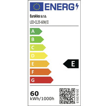 Európsky energetický štítok pre Eurakles LED-CL35-60W/II, trieda energetickej účinnosti E, spotreba energie 60 kilowatthodín na 1000 hodín.
