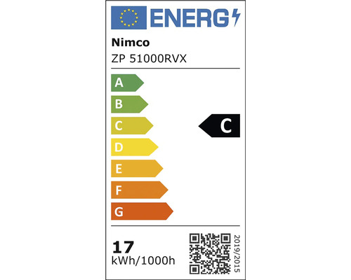 Energetický štítok Európskej únie pre Nimco ZP 51000RVX, trieda energetickej účinnosti C, 17 kilowatthodín na 1000 hodín.