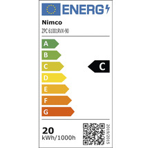 Energetický štítok Európskej únie pre Nimco ZPC 61001RVX-90, trieda energetickej účinnosti C, spotreba 20 kilowatthodín na 1000 hodín.