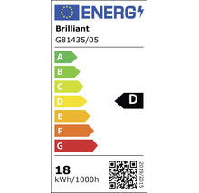 Európsky energetický štítok pre Brilliant G81435/05, trieda energetickej účinnosti D, spotreba 18 kWh na 1000 hodín.