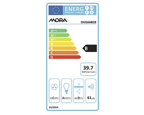Energetický štítok MORA OVG648GB s triedou energetickej účinnosti B
