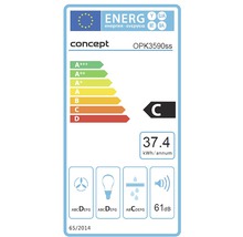 Energetický štítok pre Concept OPK3590ss s triedou energetickej účinnosti C, ročnou spotrebou energie 37,4 kWh a hlučnosťou 61 decibelov