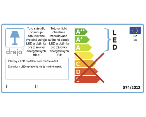 Energetický štítok pre svietidlo s LED žiarovkami