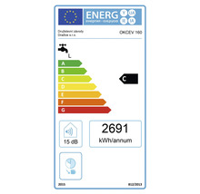 Energetický štítok pre ohrievač vody s triedou energetickej účinnosti C a ročnou spotrebou energie 2691 kilowatthodín