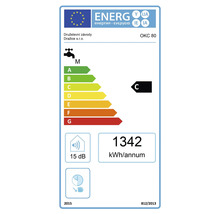 Energetický štítok s triedou energetickej účinnosti C, ročnou spotrebou energie 1342 kilowatthodín a hlučnosťou 15 decibelov
